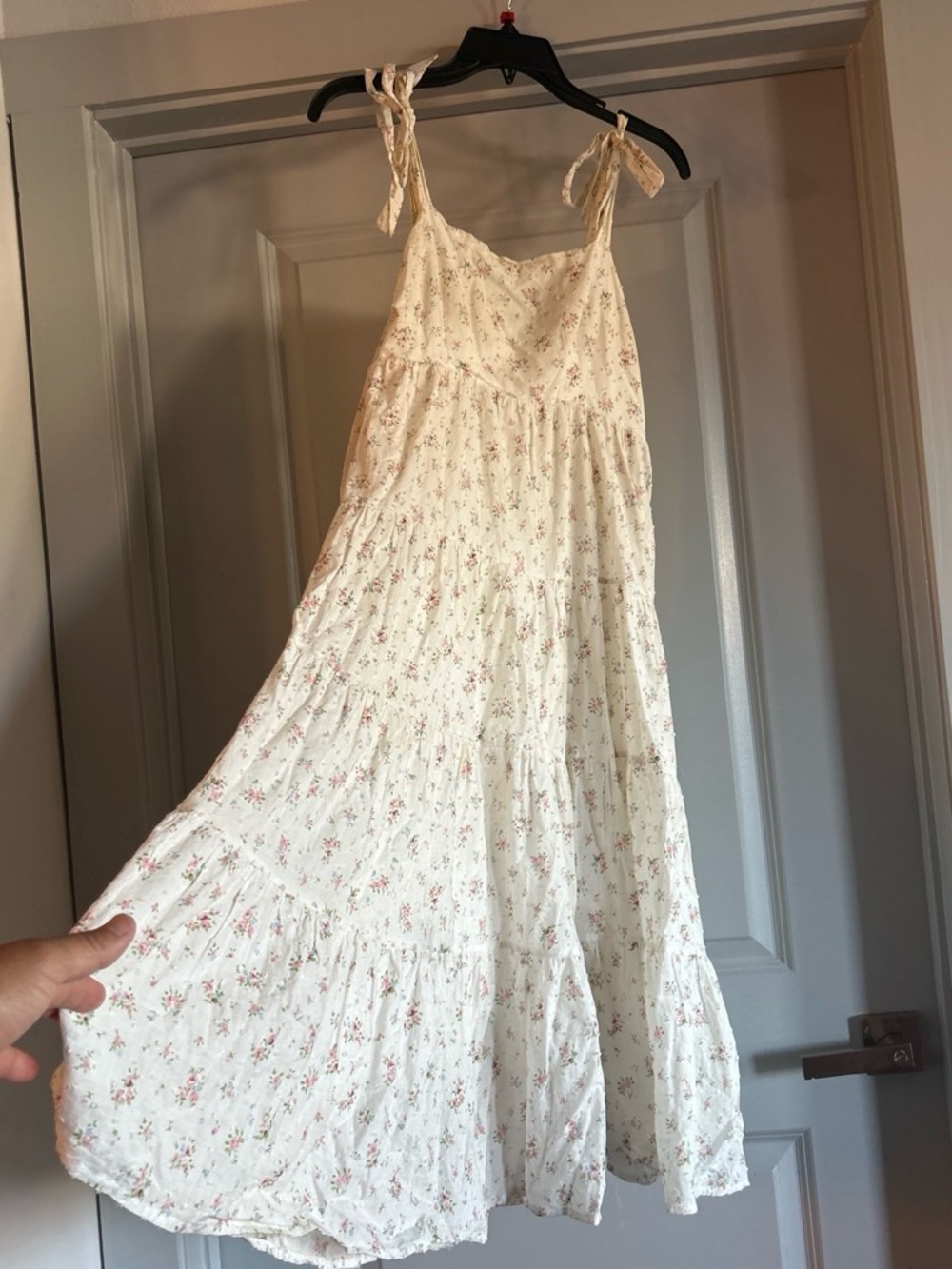 fab'rik Cream Maxi Sundress with Pink Floral Print